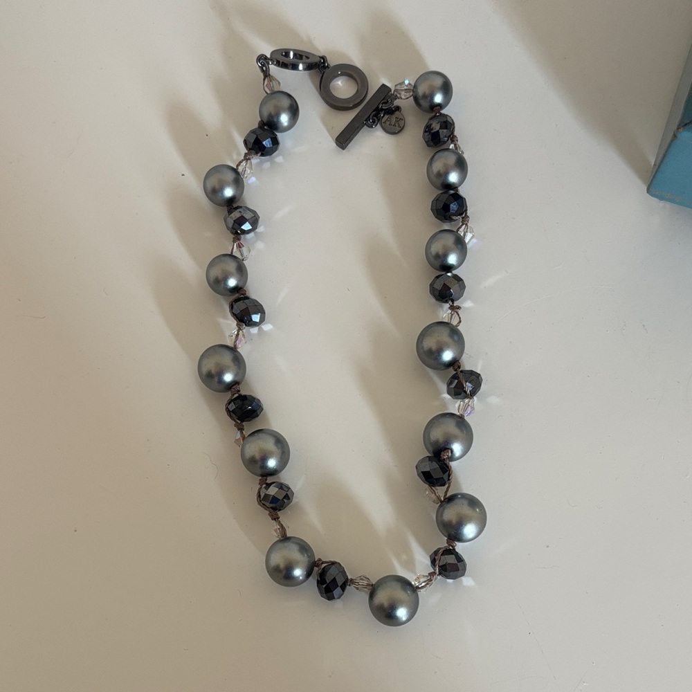 Elegant Silver and Black Beaded Necklace